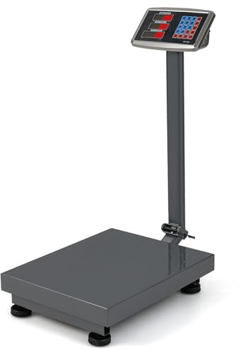 COSTWAY Digital plattformsvåg 300 kg/50 g, paketvåg med prisräknare LB/kg, multifunktionell butiksvåg, kommersiell digital våg för bagage, frakt (silver)