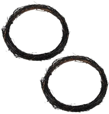 Amosfun 2pcs Rattan Wreath Handwoven Natural Grapevine Decor for Halloween and Christmas Party Versatile Craft Supplies for DIY Seasonal Decorations