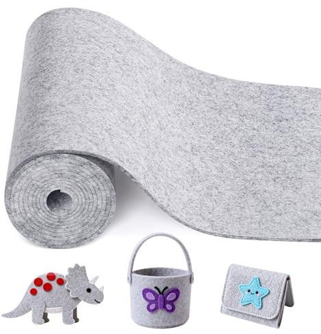moinkerin Rollo de Fieltro 300cm x 30cm x 3mm Fieltro Por Metros para DIY,Manualidades,Patchwork,Bordad,Costura de Tela de Fieltro para Decoración,Manteles,Individuales (Gris Blanco)