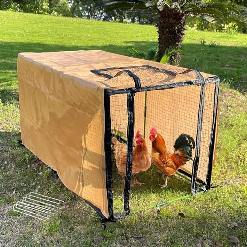 Clôture de poulailler mobile avec housse étanche - 1,26 x 0,66 x 0,66 m - Enclos PE pour petits animaux - Pour poules, canards, lapins et petits animaux, intérieur et extérieur