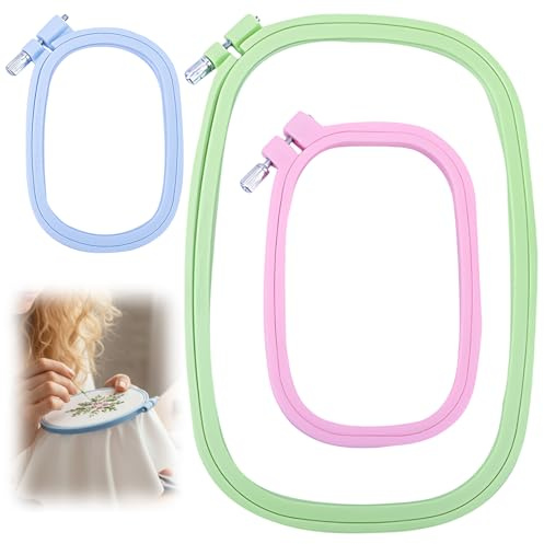 HiTjK 3 Pack Embroidery Hoops, Square 3 Inch Embroidery Hoop, Cross Stitch Hoop, Small Embroidery Hoop for Crafting and Handmade Projects, Ideal for Beginners and Professionals