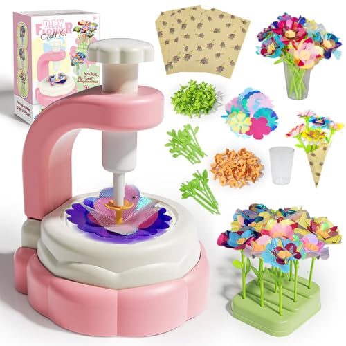 DIY Flower Bouquet Kit for Girls, Arts & Crafts Kits for Kids, Flower Pressing Kit for Kids Ages 3-10, Fabric Flowers Bouquets Toys, Kids Flowers Making Kits, DIY Creative Toys Gifts for Toddler