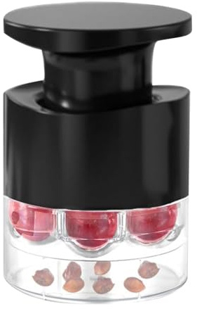 Deshuesador de cerezas y ciruelas, extrarápido: 7 cerezas a la vez, ABS, mate, tipo empuje Cherry Corer, /rojo
