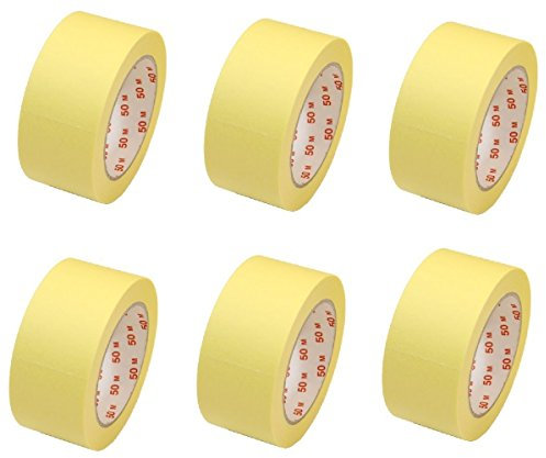 NANDEYIBI 6 Rollen Flachkrepp Abklebeband Malerkrepp Malerband 50mm x 50m bis 60°C (EUR 0,05 / m)