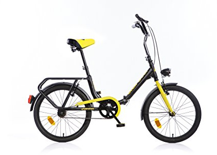 Dino Bikes bicicletta 20 pollici pieghevole per adulti in acciaio nero e giallo