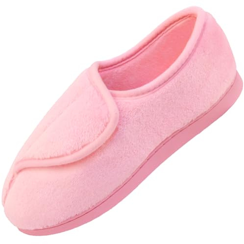 Women Diabetic Slippers Arthritis Edema Memory Foam Closed Toed Slippers, Pink, 6 D(M) US