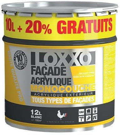 LOXXO Peinture Façade Acrylique 12L Blanc 12 L