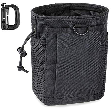 LIVANS Tactical Molle Dump Pouch, Magazine Recovery Pouch Drastring Ammo Bag Belt Utility Fanny Adjustable Military Holster Bag Outdoor for Airsoft Paintball Hunting Gear with D-Ring Grimlock