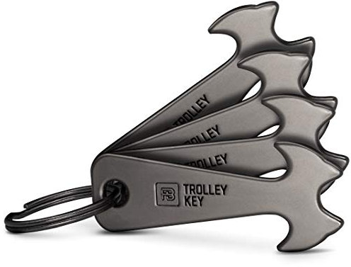 FABACH Clé de chariot à provisions en métal noir avec 4 clés