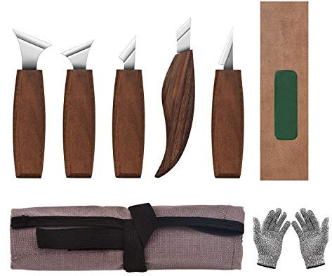 Jajadeal 9 in 1 Set di Strumenti per Intaglio del Legno, Scalpelli, Coltello da Intaglio per Utensili da Taglio di Base in Legno per Falegname, per Affilare e la Lavorazione del legno Fai da Te