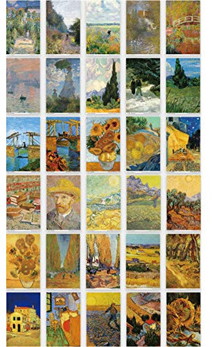 30 Stück 1 Set Postkarten-Set Literarische Grußkarten Segen Nachricht Karte Postkarte verpackt (Van Gogh Gemälde)