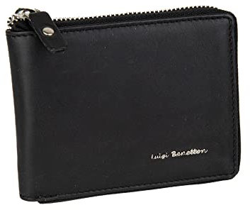 Luigi Benetton Portafoglio 100% Vera Pelle Uomo con Chiusura ZIp Col. Nero Art. 3025