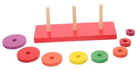 Toyvian 1 Jeu Ensemble de Jeu en Bois énigmes Blocs de Construction Tour d'empilage d'anneaux empiler des Blocs Bague La Tour de Hanoi Puzzle Parent- Jouet Bambou