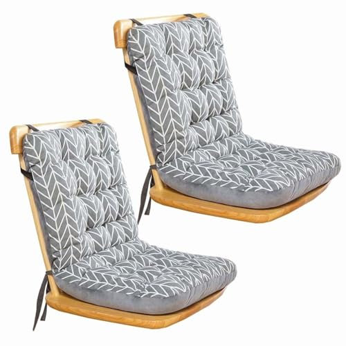 Set of 1/2/4/6 High Back Chair Cushions, Office Chair One-Piece Chair Pads with Ties Dining Room-Kitchen Thickened Chair Seat Cushion Outdoor/Indoor(Color:Color3,Size:L:42x33x45cm2pcs)
