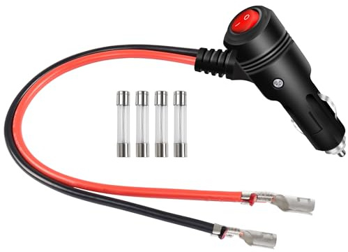 GELRHONR Enchufe de encendedor de cigarrillos con interruptor, recambio de encendedor de cigarrillos de 12 V con cable de servicio pesado de 15 A, fusible de 16 AWG, para motocicleta, coche, tractor