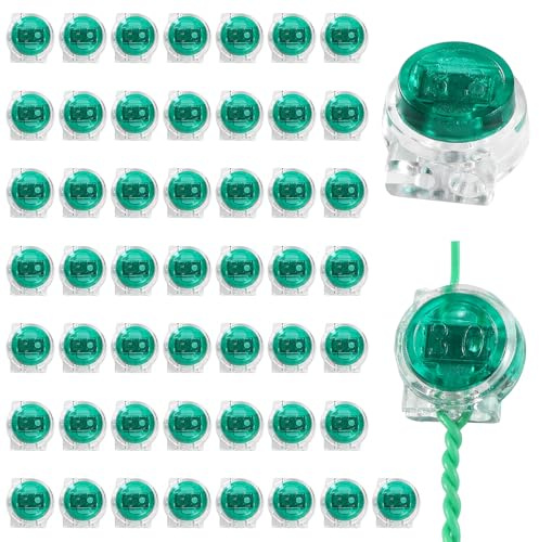 Lyeteung 50 PCS UG Cable Connectors, UG Gel Crimps, Telephone Wire Connectors, 2 Way Gel Filled Connector, Jelly Crimp Wire Connectors, for Data Cable Telephone Wire, Green