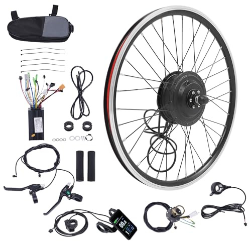 Kit de conversión de bicicleta eléctrica de 24 pulgadas, 36 V 500 W, rueda trasera/delantera, kit de conversión de bicicleta eléctrica con pantalla LCD, controlador, PAS, batería de 36 V y 13 Ah