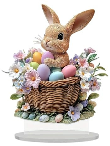 Decorazione Da Tavolo Con Uova Di Coniglio Pasquale, Segno Da Tavolo Del Coniglietto Pasquale, Ornamento Da Tavolo Coniglietto In Acrilico, Centrotavola Con Uova Di Coniglio Di Primavera Per La Casa