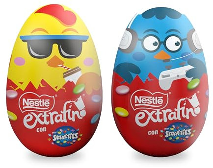 NESTLE EXTRAFINO huevo de chocolate con leche Pascua con SMARTIES en su interior 185g