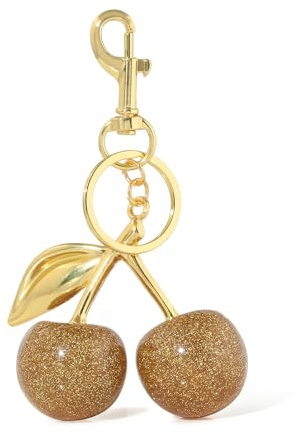 Disengor Golden Cherry Purse Bag Charms Keychain - Cute Women Handbags and Tote Bags Jewelry Accessories - Unique Gifts for Mothers Day,Valentines Day,Birthday,Christmas (Golden)