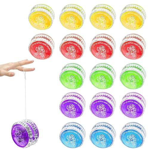 KBIBCK JoJo - Luce a LED YoYo, 17 pezzi per bambini, in plastica, Responsive Yoyo, per principianti e bambini, per feste di compleanno, regalo per gli ospiti, in classe (colore casuale)