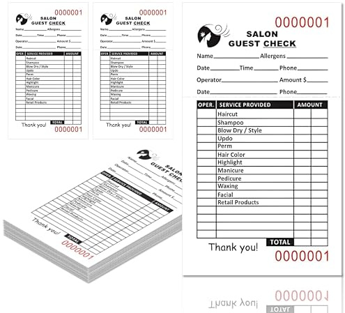 12 PCS Salon Check Pad Guest Checks Books 3×5.1 inch with Serial Numbers Spa Waiter Check Order Book Beauty Salon Receipt Tickets Customer Barber Shop Check Book Supplies 100 Sheets Per Book (12)