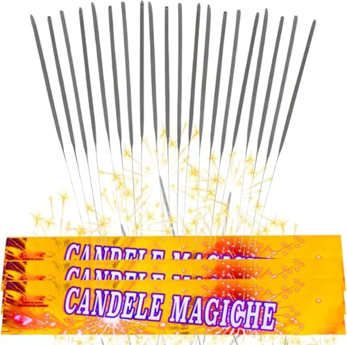 200 Candeline Magiche 35 cm Scintille Luminose - Kit 20 Confezioni da 10 di Bastoncini Scintillanti - Perfette per Matrimonio, Compleanno, Capodanno, Feste All'aperto e Party - Cat. 1