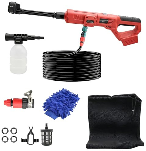 69 bar/1000 PSI batteri högtryckstvätt, Aartner 6-i-1 trycktvätt kompatibel med Milwaukee 18 V batteri, pistol bärbar batteri-tryckrengörarpistol utan batteri för bilar, fönster, gräsmatta, trädgårdar