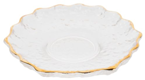 SAFIGLE Sottobicchiere in Vetro Trasparente Bordo Oro Spesso, Piattino da Tè Piccolo Isolante per Tazza, Sottobicchieri Decorativi per Casa, Bar e Ristorante, Tappetino Protettivo
