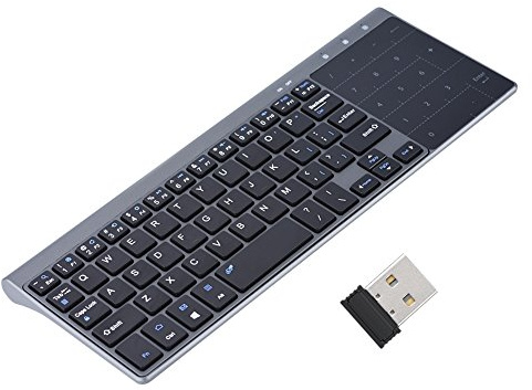 Richer-R Slim 2,4 GHz Trådlös Media tangentbord med Touchpad, 1200 DPI Trådlös Multimedia Touch tangentbord för PC/Notebook/TV Box Svart