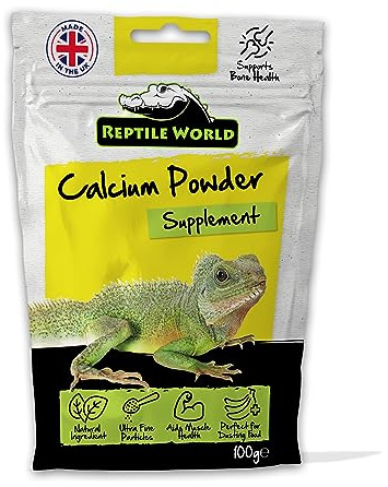 Reptile World Calcium 100g Pouch | Calcium Supplement for Tortoises and Bearded Dragons