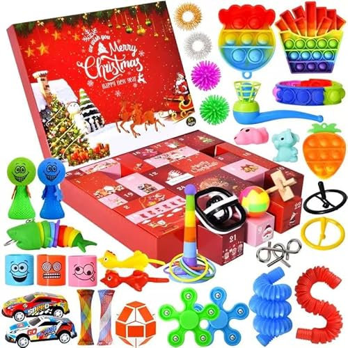 Adventskalender 2025 Kinder, 24Days Weihnachts Countdown Kalender Fidget Spielzeug Geschenk für Jungen