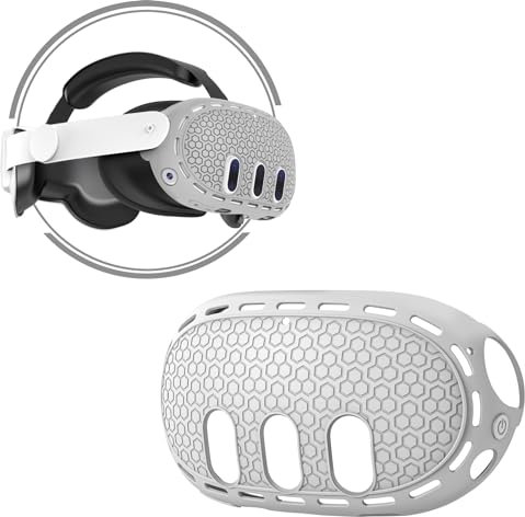 Baomaeyea VR Headset Shell Schutzhülle für MEA Quet 3,Silikon VR Shell Front Face Protector Abdeckung Kompatibel mit MEA Quet 3 Schockproof & Dauerhafter umfassender Schutz für VR (Gray)