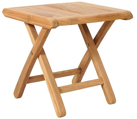 riess-ambiente.de Massiver Beistelltisch Empire Teak 45cm Natur Teakholz wetterfest einklappbar