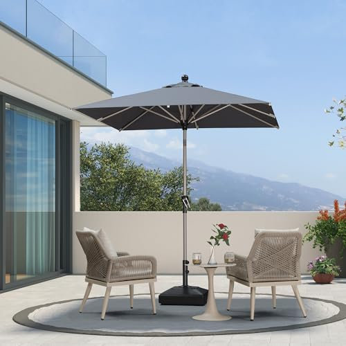 PURPLE LEAF Parasol de Jardin Extérieur Inclinable 1,2 x 1,8 m, Parasol Rectangulaire avec Châssis en Aluminium Champagne, Toile UPF 50+ pour Balcon Jardin Terrasse Patio Piscine, Gris