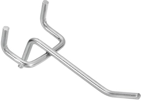 QUARKZMAN 50Pz 2 Ganci Pannelli Forati, Ganci Parete Forma L, Accessori Pannelli Forati Adatti Pannelli 1/8 con Distanza Fori 32mm per Organizzare Pareti, Garage, Cucina, Negozio, Argento
