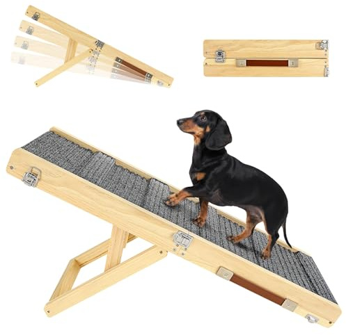 2026 Upgraded Dog Ramp for Couch, Foldable Small Dog Ramp for Sofa, 4 Adjustable Height from 13'' to 21, Portable Stable Pet Steps with Non-Slip Pad, Pet Ramps Use for Sofa Couch Stairs