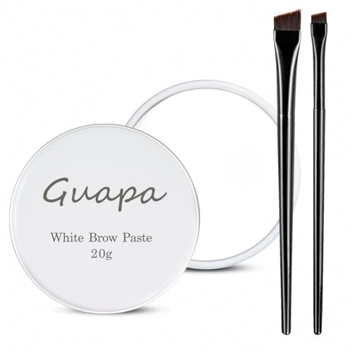Pasta Blanca para Mapeo de Cejas 20g, Contorno de Cejas y Labios, Herramienta de Posicionamiento, Set 2 Pinceles para Cejas, Para Delinear y Contornear Cejas y Labios (Kit-3-White Box)