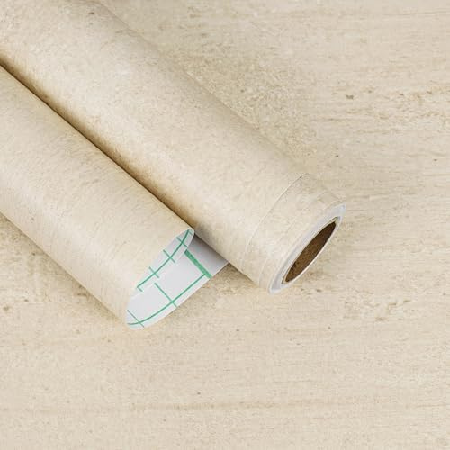 EaseStick Beige Granite Contact Paper Peel and Stick Countertops Waterproof Limestone Marble Contact Paper for Table Cabinets Wall 15.7x160 Adhesive Neutral Beige Wallpaper Counter Top Vinyl Wrap