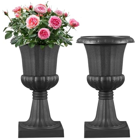 VEVOR Blumenspindel aus Kunststoff, 25x42 cm, 2er-Pack, Pflanzpokal. Pflanzkübel, Pflanzschale, Schwarze Blumentöpfe, für die Veranda, Hochzeit, Party, Zuhause, Bühne, Balkon, Terrassendekoration