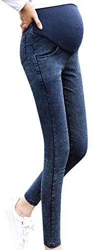 Generisch Pantalon de grossesse en jean avec poches - Confortable - Pour femmes enceintes - Taille haute - Extensible