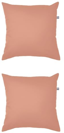 rucomfy Indoor/Outdoor Cushion with Insert Filling - Accessories for Home and Garden Decor Scatter Pillow - Pre Filled with Fibre Inner - Water Resistant - 45 x 45cm (2, Dusky Pink, 45cm x 45cm)