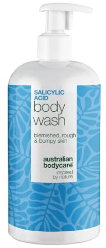 Gel de ducha con ácido salicílico para granos en la espalda, el culo, el pecho y el cuerpo – con niacinamida, zinc PCA, glicerina y vitamina E