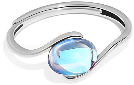 IGXX Mondstein-Ring für Frauen – Verstellbarer Opal Moodring in Silberlegierung, Vintage Schmuck, Romantisches Geschenk für Sie