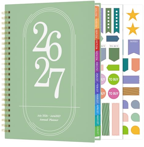 Academic Diary 2026-2027 Week to View A5, July 2026 - June 2027, To Do Weekly Planner 2026-2027 with Colourful Tabs, Hardcover, Spiral Twin-Wire Binding for School Teachers