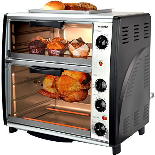 Syntrox Germany 42 Liter Edelstahl Doppel Backofen mit Barbecue