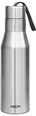 Milton Stainless Steel Water Bottle, 33 oz, Non Insulated Single Wall Leakproof, BPA and Free, Easy to Clean, Ideal for Gym, Travel, Work, 304 Grade Steel, Super 1000 ml with Carry String - Silver