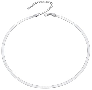 PROSILVER Collana Girocollo Donna Argento 925, Collana a Catena Serpente Chokcer 3mm/32cm con Confezione Regalo