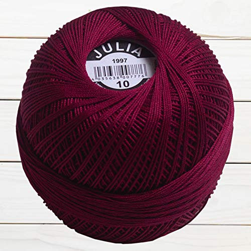 GB Wolle JULIA Häkelgarn 10 100% Baumwolle 50g 280m Filethäkeln Filethäkelgarn (Bordo 1997)