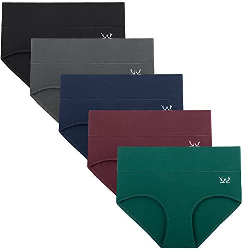 TANSTC Underwear for Women, Cotton High Waist Knickers Multipack of 5